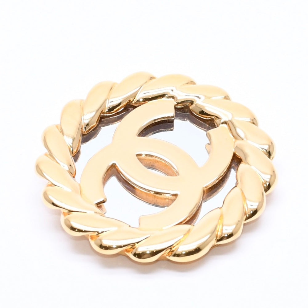 CHANEL Coco Mark Vintage Rope Edge Brooch "2 5" Engraved Gold Rope Gold Plated Weight 52.73g Made in France Good Condition Used 4c069691