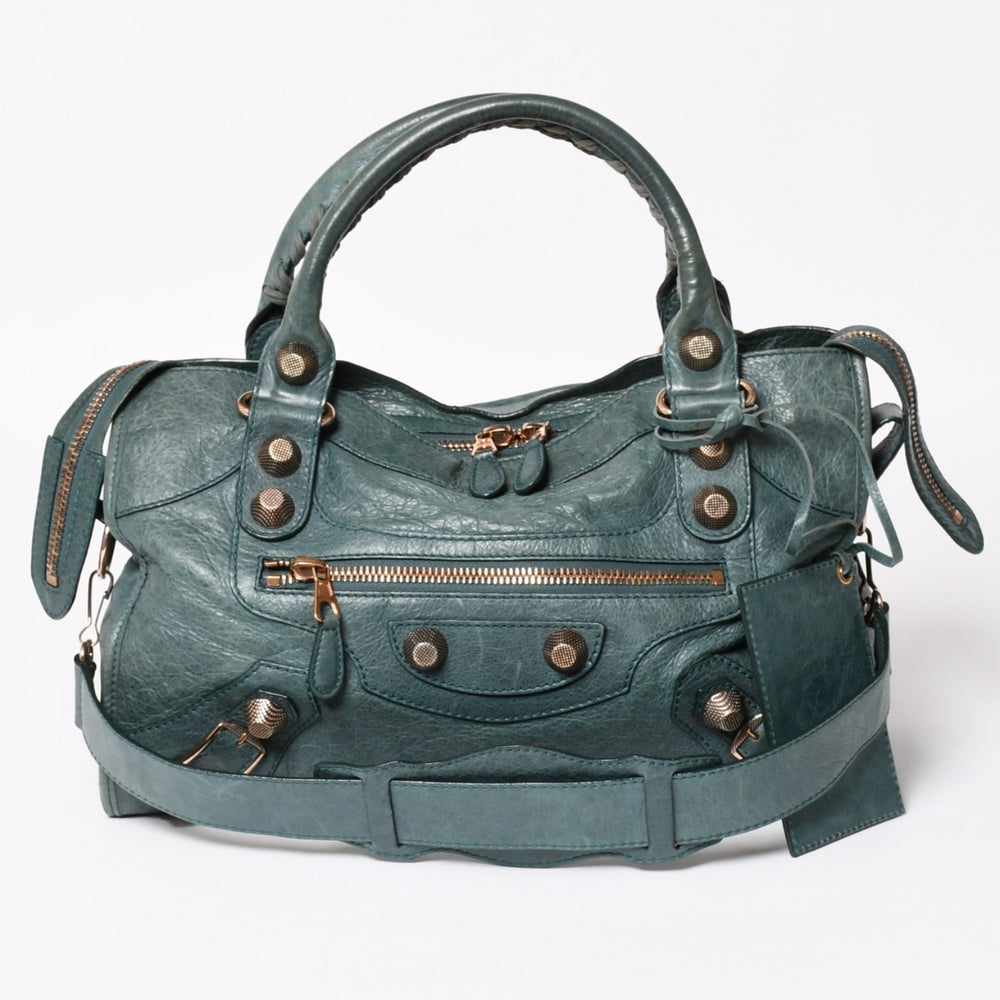 BALENCIAGA バレンシアガ ジャイアント シティ グリーン 173084 ハンドバッグ 2WAY レザー 美品 中古 4a004978