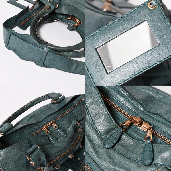BALENCIAGA バレンシアガ ジャイアント シティ グリーン 173084 ハンドバッグ 2WAY レザー 美品 中古 4a004978