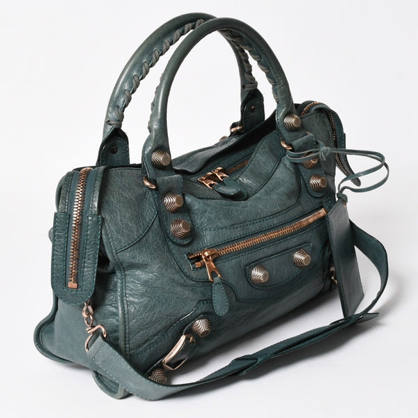 BALENCIAGA バレンシアガ ジャイアント シティ グリーン 173084 ハンドバッグ 2WAY レザー 美品 中古 4a004978