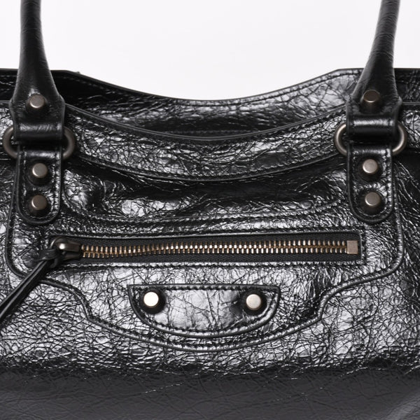 新品同様品 BALENCIAGA バレンシアガ Le Cityn East-West アリーナ ラムスキン ブラスハードウェア 8457042 ブラック シルバー金具 中古 4a004985