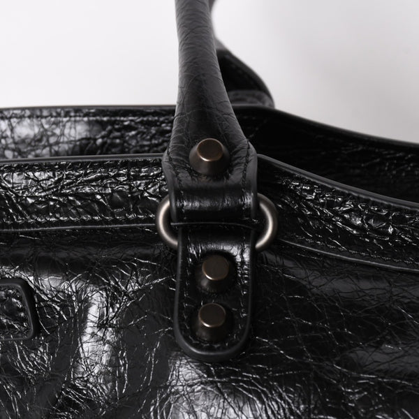 新品同様品 BALENCIAGA バレンシアガ Le Cityn East-West アリーナ ラムスキン ブラスハードウェア 8457042 ブラック シルバー金具 中古 4a004985