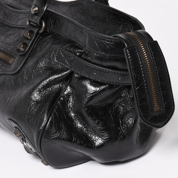 新品同様品 BALENCIAGA バレンシアガ Le Cityn East-West アリーナ ラムスキン ブラスハードウェア 8457042 ブラック シルバー金具 中古 4a004985