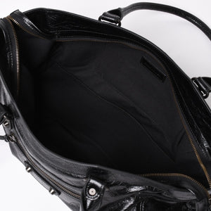 新品同様品 BALENCIAGA バレンシアガ Le Cityn East-West アリーナ ラムスキン ブラスハードウェア 8457042 ブラック シルバー金具 中古 4a004985