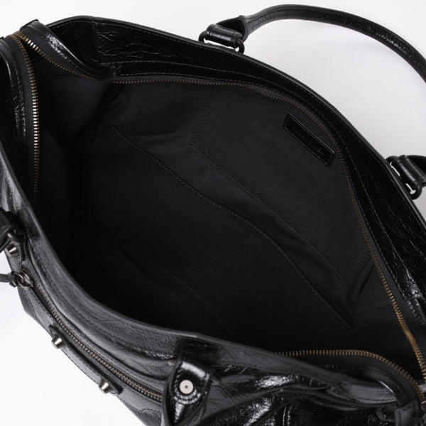 新品同様品 BALENCIAGA バレンシアガ Le Cityn East-West アリーナ ラムスキン ブラスハードウェア 8457042 ブラック シルバー金具 中古 4a004985