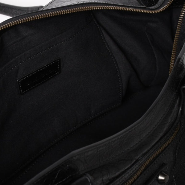 新品同様品 BALENCIAGA バレンシアガ Le Cityn East-West アリーナ ラムスキン ブラスハードウェア 8457042 ブラック シルバー金具 中古 4a004985