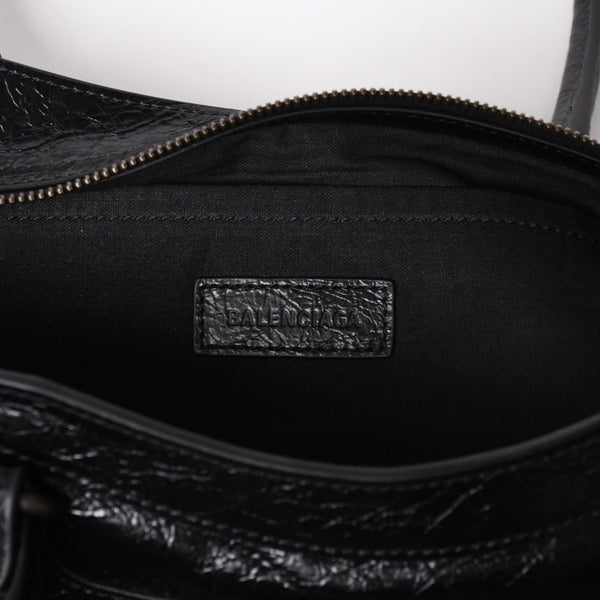 新品同様品 BALENCIAGA バレンシアガ Le Cityn East-West アリーナ ラムスキン ブラスハードウェア 8457042 ブラック シルバー金具 中古 4a004985