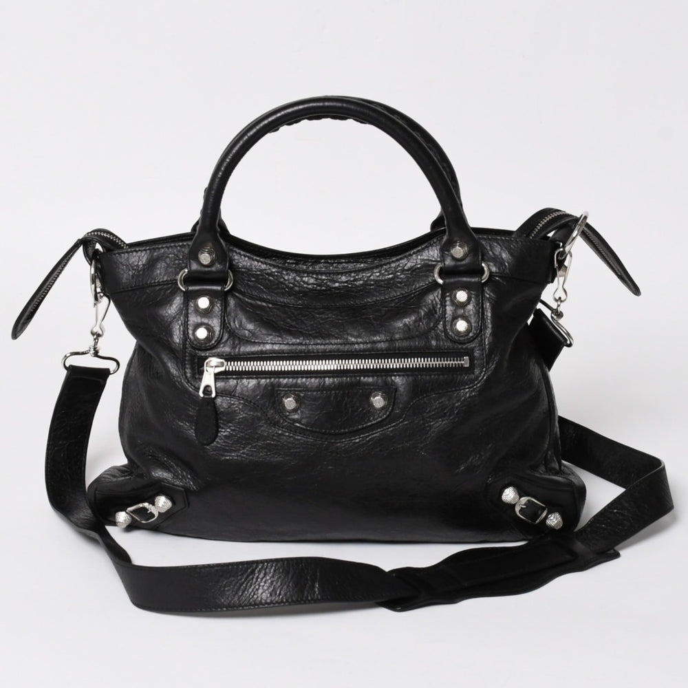 極美品 BALENCIAGA バレンシアガ ザ ジャイアント タウン 2WAY ハンドバッグ 285434 ブラック レザー ショルダー 中古 4a004970