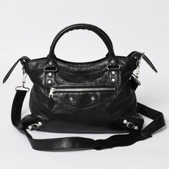 極美品 BALENCIAGA バレンシアガ ザ ジャイアント タウン 2WAY ハンドバッグ 285434 ブラック レザー ショルダー 中古 4a004970