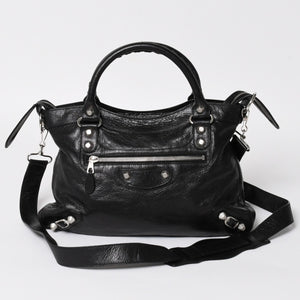 極美品 BALENCIAGA バレンシアガ ザ ジャイアント タウン 2WAY ハンドバッグ 285434 ブラック レザー ショルダー 中古 4a004970