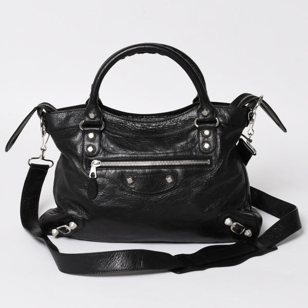 極美品 BALENCIAGA バレンシアガ ザ ジャイアント タウン 2WAY ハンドバッグ 285434 ブラック レザー ショルダー 中古 4a004970
