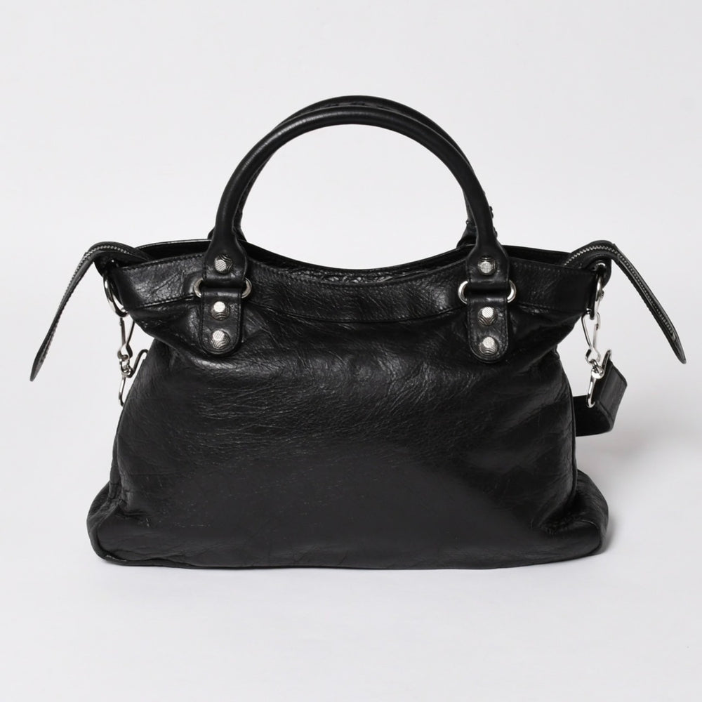 極美品 BALENCIAGA バレンシアガ ザ ジャイアント タウン 2WAY ハンドバッグ 285434 ブラック レザー ショルダー 中古 4a004970