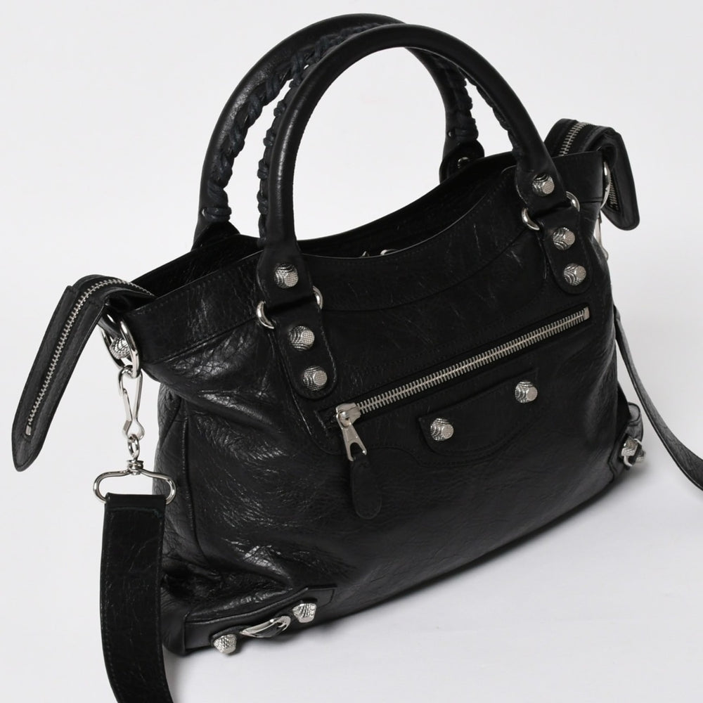 極美品 BALENCIAGA バレンシアガ ザ ジャイアント タウン 2WAY ハンドバッグ 285434 ブラック レザー ショルダー 中古 4a004970
