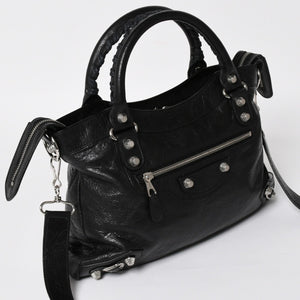 極美品 BALENCIAGA バレンシアガ ザ ジャイアント タウン 2WAY ハンドバッグ 285434 ブラック レザー ショルダー 中古 4a004970