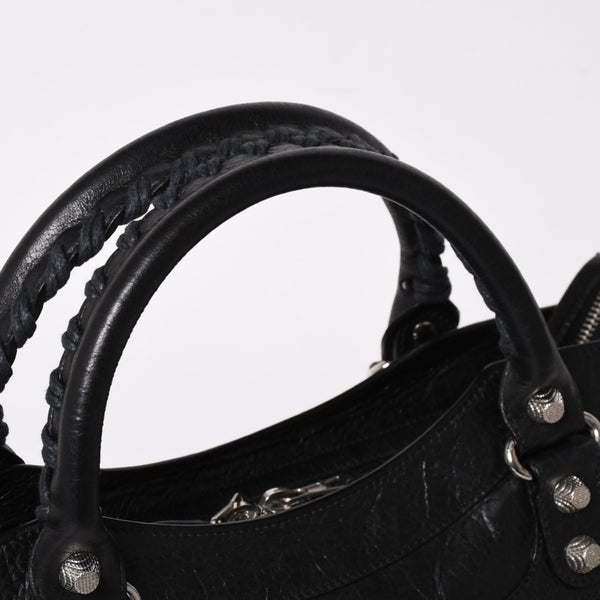 極美品 BALENCIAGA バレンシアガ ザ ジャイアント タウン 2WAY ハンドバッグ 285434 ブラック レザー ショルダー 中古 4a004970