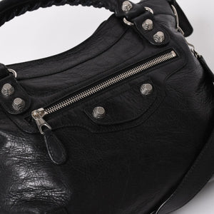 極美品 BALENCIAGA バレンシアガ ザ ジャイアント タウン 2WAY ハンドバッグ 285434 ブラック レザー ショルダー 中古 4a004970