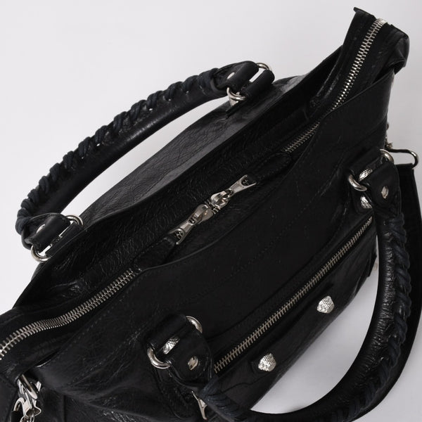 極美品 BALENCIAGA バレンシアガ ザ ジャイアント タウン 2WAY ハンドバッグ 285434 ブラック レザー ショルダー 中古 4a004970