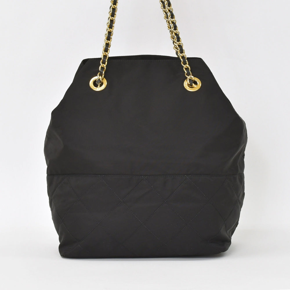 PRADA プラダ ワンショルダーバッグ トートバッグ トライアングルロゴ ナイロン ブラック ゴールド金具 美品 中古 4a004980