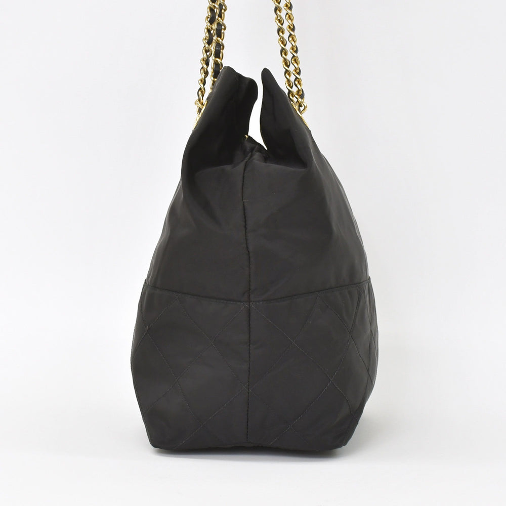 PRADA One Shoulder Bag Tote Bag Triangle Logo Nylon Black Gold Hardware Good Condition Used 4a004980