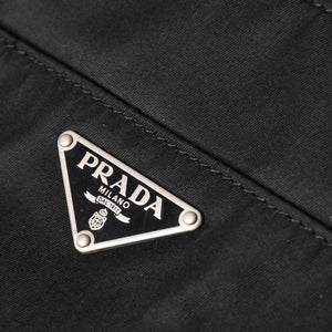 PRADA プラダ トートバッグ ハンドバッグ クロコ型押し イタリア製 ナイロン レザー ブラック シルバー金具 美品 中古 4a004981