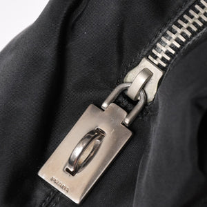 PRADA プラダ トートバッグ ハンドバッグ クロコ型押し イタリア製 ナイロン レザー ブラック シルバー金具 美品 中古 4a004981