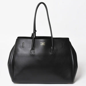 極美品 BALENCIAGA バレンシアガ Bel Air ベルエア― キャリーオールバッグ ミディアム スムースレザー ブラック ゴールド金具 中古 4a004797