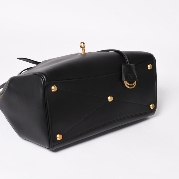 極美品 BALENCIAGA バレンシアガ Bel Air ベルエア― キャリーオールバッグ ミディアム スムースレザー ブラック ゴールド金具 中古 4a004797