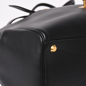 極美品 BALENCIAGA バレンシアガ Bel Air ベルエア― キャリーオールバッグ ミディアム スムースレザー ブラック ゴールド金具 中古 4a004797
