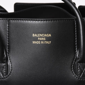 極美品 BALENCIAGA バレンシアガ Bel Air ベルエア― キャリーオールバッグ ミディアム スムースレザー ブラック ゴールド金具 中古 4a004797