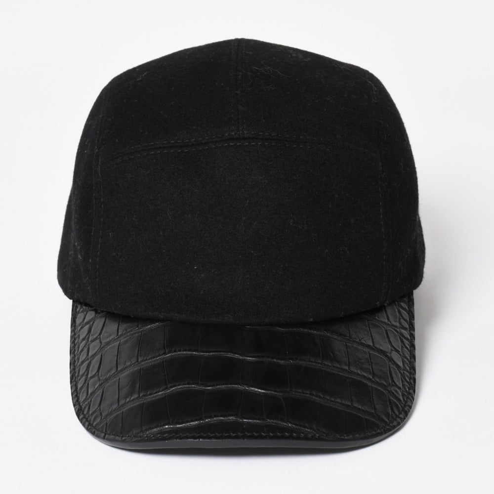 HERMES エルメス キャップ Black ブラック Cashmere カシミヤ レザー サイズ59 シルバー金具 美品 中古 4a004817