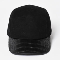 HERMES エルメス キャップ Black ブラック Cashmere カシミヤ レザー サイズ59 シルバー金具 美品 中古 4a004817