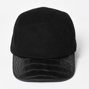 HERMES エルメス キャップ Black ブラック Cashmere カシミヤ レザー サイズ59 シルバー金具 美品 中古 4a004817