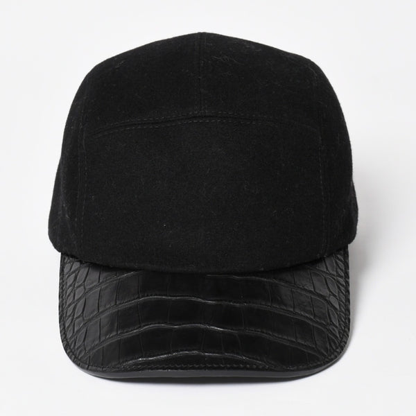 HERMES エルメス キャップ Black ブラック Cashmere カシミヤ レザー サイズ59 シルバー金具 美品 中古 4a004817