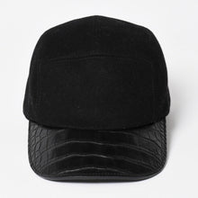 画像をギャラリービューアに読み込む, HERMES エルメス キャップ Black ブラック Cashmere カシミヤ レザー サイズ59 シルバー金具 美品 中古 4a004817