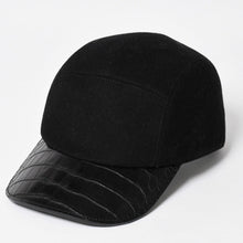 画像をギャラリービューアに読み込む, HERMES エルメス キャップ Black ブラック Cashmere カシミヤ レザー サイズ59 シルバー金具 美品 中古 4a004817