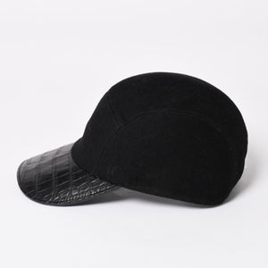 HERMES エルメス キャップ Black ブラック Cashmere カシミヤ レザー サイズ59 シルバー金具 美品 中古 4a004817