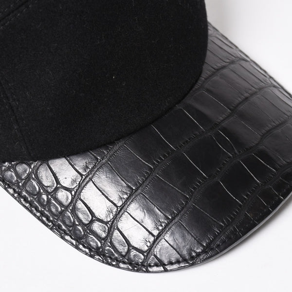 HERMES エルメス キャップ Black ブラック Cashmere カシミヤ レザー サイズ59 シルバー金具 美品 中古 4a004817