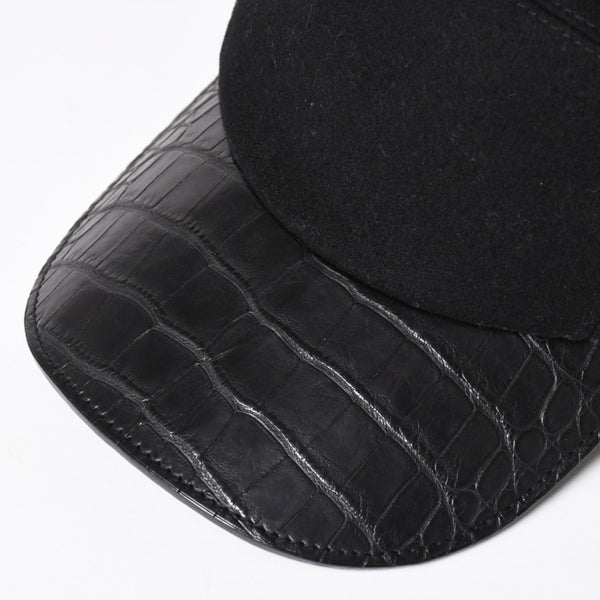 HERMES エルメス キャップ Black ブラック Cashmere カシミヤ レザー サイズ59 シルバー金具 美品 中古 4a004817