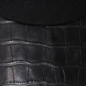 HERMES エルメス キャップ Black ブラック Cashmere カシミヤ レザー サイズ59 シルバー金具 美品 中古 4a004817