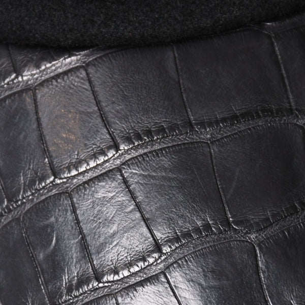 HERMES エルメス キャップ Black ブラック Cashmere カシミヤ レザー サイズ59 シルバー金具 美品 中古 4a004817
