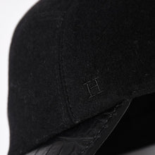 画像をギャラリービューアに読み込む, HERMES エルメス キャップ Black ブラック Cashmere カシミヤ レザー サイズ59 シルバー金具 美品 中古 4a004817