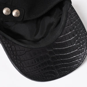HERMES エルメス キャップ Black ブラック Cashmere カシミヤ レザー サイズ59 シルバー金具 美品 中古 4a004817