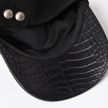 画像をギャラリービューアに読み込む, HERMES エルメス キャップ Black ブラック Cashmere カシミヤ レザー サイズ59 シルバー金具 美品 中古 4a004817
