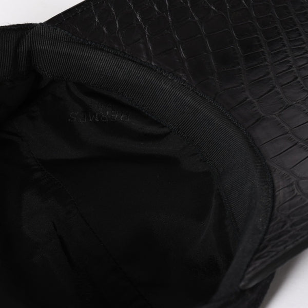 HERMES エルメス キャップ Black ブラック Cashmere カシミヤ レザー サイズ59 シルバー金具 美品 中古 4a004817