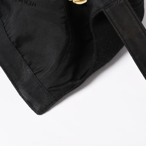 HERMES エルメス キャップ Black ブラック Cashmere カシミヤ レザー サイズ59 シルバー金具 美品 中古 4a004817