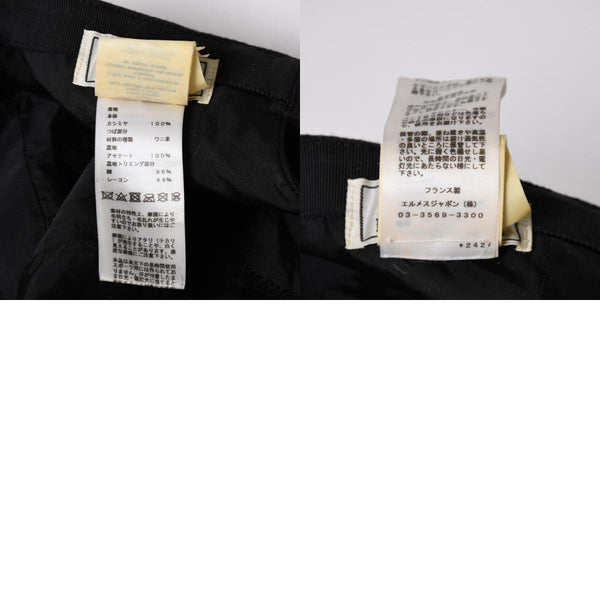 HERMES エルメス キャップ Black ブラック Cashmere カシミヤ レザー サイズ59 シルバー金具 美品 中古 4a004817