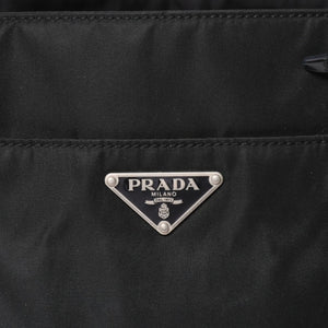 PRADA プラダ トートバッグ ハンドバッグ クロコ型押し イタリア製 ナイロン レザー ブラック シルバー金具 美品 中古 4a004981