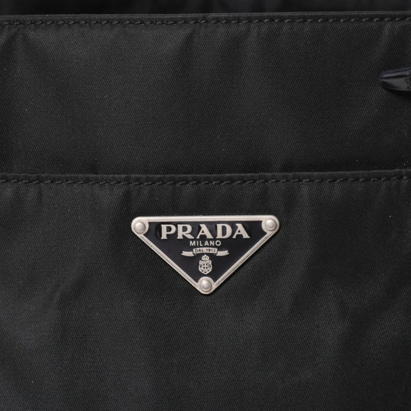 PRADA プラダ トートバッグ ハンドバッグ クロコ型押し イタリア製 ナイロン レザー ブラック シルバー金具 美品 中古 4a004981