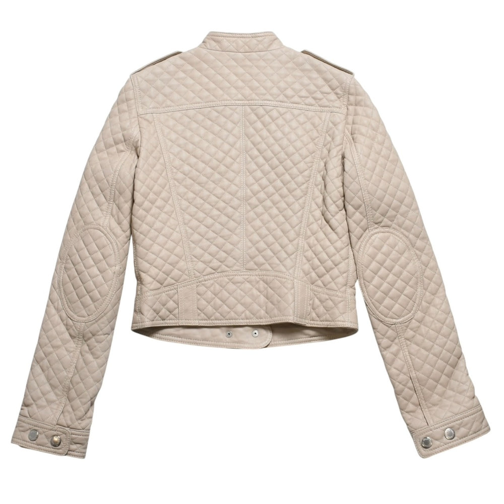 DOLCE&GABBANA ドルチェアンドガッバーナ キルティング ラムレザー ライダースジャケット SB0067 ラムスキン エポレット ベージュ 美品 中古 4a004808