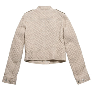 DOLCE&GABBANA ドルチェアンドガッバーナ キルティング ラムレザー ライダースジャケット SB0067 ラムスキン エポレット ベージュ 美品 中古 4a004808
